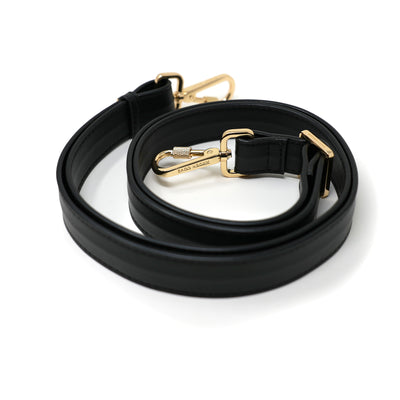 Long Wide Strap Locking Slash Resistant Black Gold Diagonal View