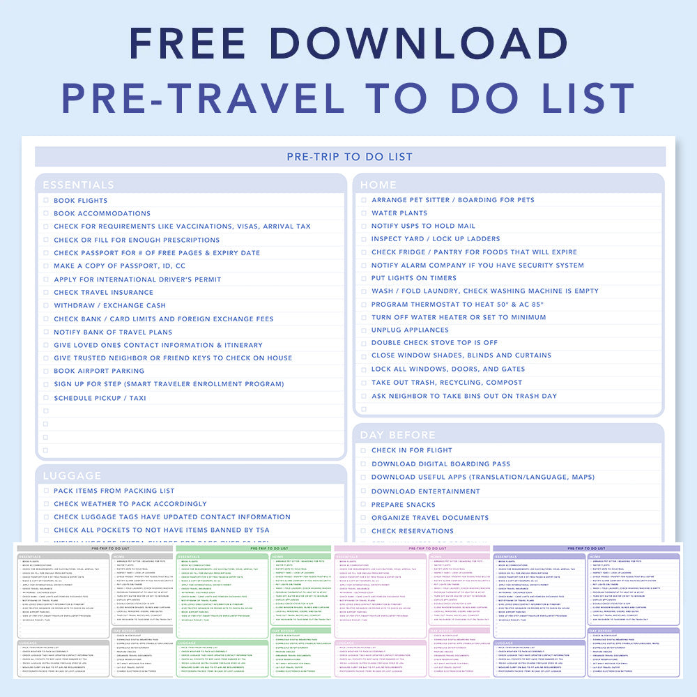 FREE Pre-Trip Checklist Downloadable