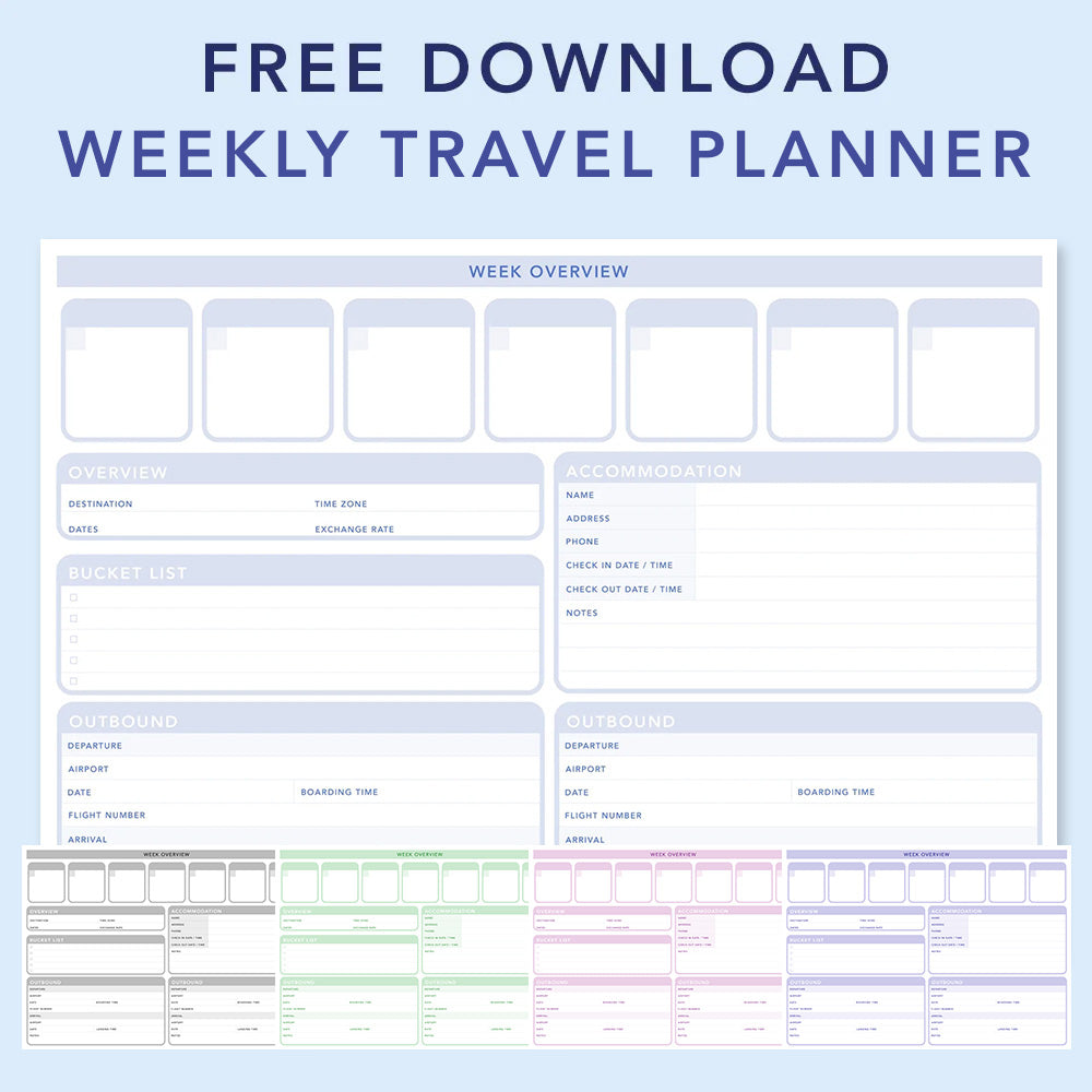 FREE Weekly Travel Planner Download