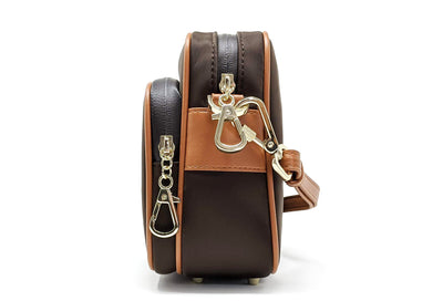 Crissy Full Crossbody with Faux Leather Locking Strap Chocolate Gold Side View