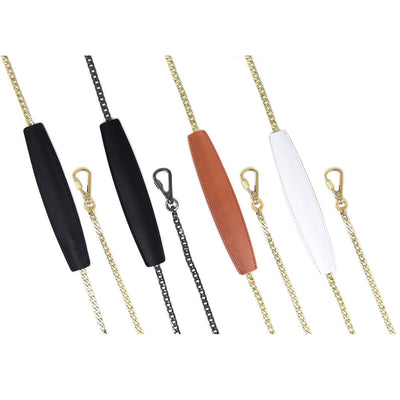 Locking Chain Strap with Shoulder Pad in Black Gold, Black Gunmetal, Brown Gold, White Gold